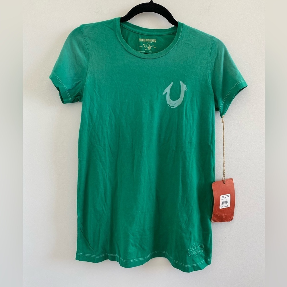 True Religion Y2K Green Short Sleeve Horseshoe T-Shirt Size L New With Tag